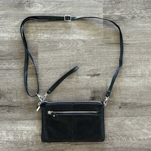 Befen Black Leather Crossbody Bag 9”